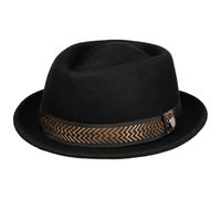 Lierys St. Claude Pork Pie Hat Plain Colored Cloth Band Made in Italy Unisex Autumn Winter Black