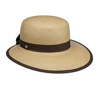 Lierys Vina II Panamahut Handmade Panama Straw Schute Wide Brim Visor Shape UV Protection 50+ Fabric Bow Women Summer Camel S (55-56 cm)