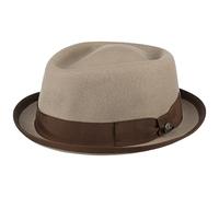 Lierys Women's/Men's Fedora Pork Pie hat Made of Wool Felt - Pork Pie hat, Water-Resistant & Foldable - Summer/Winter Felt hat - Men's hat Beige