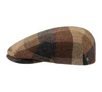 Lierys Zachery Flat Cap Made in EU Virgin Wool Herringbone Check Outdoor Warm Men Autumn Winter Brown
