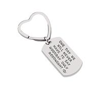 Lieson Key Chain for Women Men, Stainless Steel Keyring Personalised One Day we Will Never Have to say Goodbye Dog Tag Heart Custom Keychain Silver