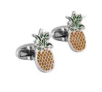 Lieson Men Cufflink Shirt, Yellow Silver Cufflinks Studs Pineapple Cufflinks Vintage