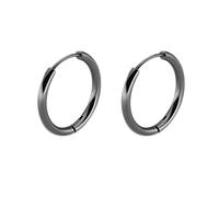 Lieson Men Earrings Titanium, Hoop Earrings Black 14MM Circle Earrings Hoop for Women