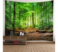 Lieson Wall Hanging 350 x 256 cm Wall Towel with Forest Nature Green Brown Tapestry Landscape Jungle Tapestry for Living Room Bedroom Dorm Wall Decoration