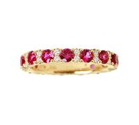 Lieson Wedding Ring Women, 18ct Gold Rings for Women 1ct Red Ruby Full Circle Natural Gemstone Diamond Promise Rings Gold Ring Size I 1/2