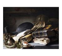 Lievens Still Life With Books Painting Extra Large Wall Art Print Premium Canvas Mural