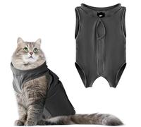 LIEVUIKEN Cat Recovery Suit Anti Licking, Cat Surgery Recovery Suit Female Cats Kitten Onesie After Spay, Cone of Shame Alternative, Post- Surgery Kitten Surgical Clothes for Abdominal Wounds(Grey,M)