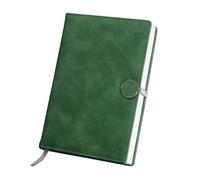 LIEWEI Boutique Shop UK A5 Business Office Notebook, Round Button PU Leather Cover, 260 Pages 8mm Line Spacing, Satin Bookmark for Meeting(Grn)