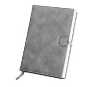 LIEWEI Boutique Shop UK A5 Business Office Notebook, Round Button PU Leather Cover, 260 Pages 8mm Line Spacing, Satin Bookmark for Meeting(Gray)