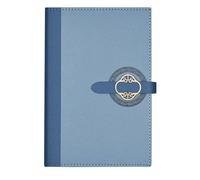 LIEWEI Boutique Shop UK A5 Leather Notebook, Business Office Minimalist Design, 224 Pages 100g Beige Paper, Embossed Hook, Large Pocket(Blu)