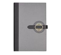 LIEWEI Boutique Shop UK A5 Leather Notebook, Business Office Minimalist Design, 224 Pages 100g Beige Paper, Embossed Hook, Large Pocket(Gray)