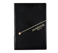 LIEWEI Boutique Shop UK A5 or B5 Business Notebook, Double-Layer Leather Stitch with Pocket, 256 Pages 80g Paper, Ribbon Bookmark(Nero,A5)