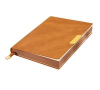 LIEWEI Boutique Shop UK A5 or B5 Waterproof Leather Notebook, Thickened 224 Pages, Large Patchwork Pocket for Business Office Meetings(Brown,B5)