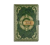 LIEWEI Boutique Shop UK A5 Vintage Password Lock Notebook, PU Leather Secure Journal with Wire-O Binding, 200 Pages 80g Paper, Privacy Diary(Grn)