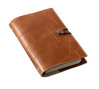 LIEWEI Boutique Shop UK A6 Soft Leather Loose-Leaf Notebook, Mini Notepad with Vintage Button, 160 Pages with Pen Holder, Storage Pocket(Brown)