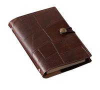LIEWEI Boutique Shop UK A6 Soft Leather Loose-Leaf Notebook, Mini Notepad with Vintage Button, 160 Pages with Pen Holder, Storage Pocket(Dark brown)