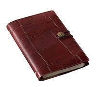 LIEWEI Boutique Shop UK A6 Soft Leather Loose-Leaf Notebook, Mini Notepad with Vintage Button, 160 Pages with Pen Holder, Storage Pocket(Dark wine)
