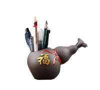 LIEWEI Boutique Shop UK Chinese Style Purple Sand Pen Holder, Retro Carved Desktop Organizer Multifunctional Cultural Storage for Office(Style B)