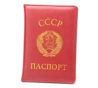 LIEWEI Boutique Shop UK Former Soviet Union Passport Holder Veteran Russian Bookcase Nostalgic Leather Short Simple Thin Cover Passport Sleeve