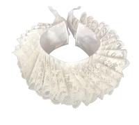 LIEWEI Boutique Shop UK Huralona Elizabethan Neck Ruffle Collar Cape Retro Gothic Lace Ruffled Clown Layered Victorian(White Lace)