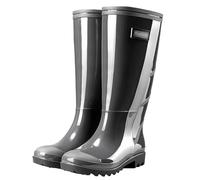 LIEWEI Boutique Shop UK Men's Camouflage High-Top Waterproof Rain Boots, Warm Plush Lined Winter Work with Cowhide Sole(Gray,6)