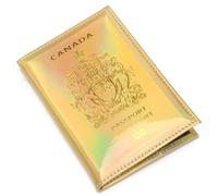 LIEWEI Boutique Shop UK PU Leather Passport Cover Laser Mirror Canadian Holder Fashion Fantasy Gold-Stamped Book Passport Sleeve(Gold)