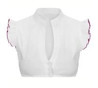 LIEWEI Boutique Shop UK Traditional German Shirt with Ruffle Sleeves, White Black Beer Festival Costume Blouse(Rose red,M)
