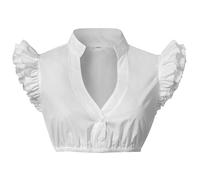 LIEWEI Boutique Shop UK Vintage European Style Blouse with Stand Collar, Lace Sleeves Retro V-Neck White Theater for Stage Performance(X-Large)