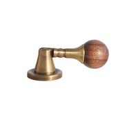 LIEWEI Boutique Shop UK Vintage Solid Brass and Walnut Wood Round Pendant Cabinet Pull, Small Drawer Handle Single Hole Hanging Knob(Antique Bronze)