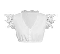 LIEWEI Boutique Shop UK Women's German Oktoberfest Crop Top Traditional White Lace Dirndl Blouse for Beer Festival Costume(Small)