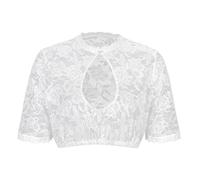 LIEWEI Boutique Shop UK Women's Traditional German Oktoberfest Blouse with Lace Trim White Classic Dirndl Shirt for Beer Festival Costume(Lagre)