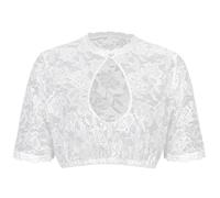 LIEWEI Boutique Shop UK Women's Traditional Oktoberfest Blouse with Lace Trim White Short Sleeve Dirndl Under Shirt for Beer Festival(XXXL)