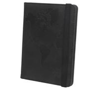 LIEWEI Boutique Shop UK World Map Pattern Passport Holder Strap Anti-Magnetic Multiple Card Slots Leather Book Elastic Band Ticket Passport Sleeve(Nero)