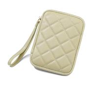 LIEWEI Boutique Shop UK Zipper Passport Bag Portable Storage Small Diamond Pattern Clip Wrist Strap Large Capacity Document Passport Sleeve(Khaki)