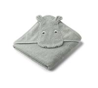 Liewood Albert bath cape towel with hood 70x70 cm Hippo dove blue