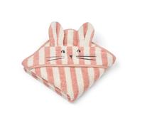 Liewood Albert hooded towel 70x70 cm Coral blush-creme de la creme stripe