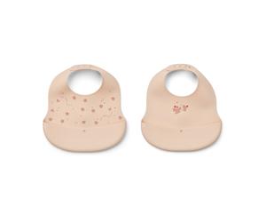 Liewood Ember printed bib 2 pieces Mini Butterfly-apple blossom