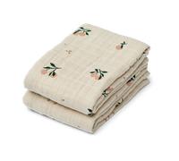 Liewood Lewis muslin blanket 2-pack 65x65 cm Peach-Sea shell mix