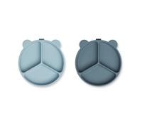 Liewood Stacy divided children's plate 2-pack Sea blue-Whale blue
