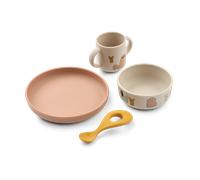 Liewood Vivi printed dinnerware set 4 pieces. Cats and Dogs-Sandy