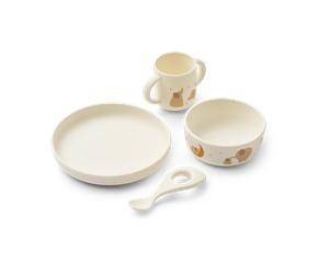 Liewood Vivi printed dinnerware set 4 pieces. Elephant-Creme de la creme