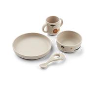 Liewood Vivi printed dinnerware set 4 pieces. Safari sandy mix