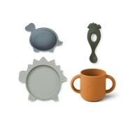 Liewood Vivi serve set silicone 4 pieces Dino blue multi mix