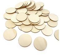 LIFABOLA 50pcs Circular Wood Chips, Natural Unfinished Circles Discs, Dia 10 to 40mm Round Wood Slices for DIY Craft Painting(10mm)