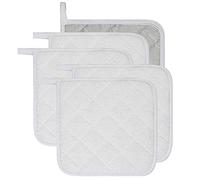 Lifaith 100% Cotton Kitchen Everyday Basic Terry Pot holder Heat Resistant Coaster Potholder for Cooking and Baking Set of 5 White