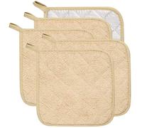 Lifaith 100% Cotton Kitchen Everyday Basic Terry Pot holder Heat Resistant Coaster Potholder for Cooking and Baking Set of 5 Light Brown