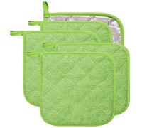 Lifaith 100% Cotton Kitchen Everyday Basic Terry Pot holder Heat Resistant Coaster Potholder for Cooking and Baking Set of 5 Apple Green