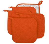 Lifaith 100% Cotton Kitchen Everyday Basic Terry Pot holder Heat Resistant Coaster Potholder for Cooking and Baking Set of 5 Orange