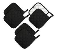 Lifaith 100% Cotton Potholders Kitchen Everyday Basic Terry Pot Holder Heat Resistant Large Coaster Hot Pads Kit Trivets Set for Cooking and Baking Set of 6 (Black)