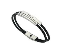 LiFashion Personalied Bible Verse Wristband Handmade Leather Bracelet Scripture Quote Faith Verse Bracelets Stainless Steel 2 Layers Inspirational Religious Reminder Jewelry Gift for Him Her, Metal